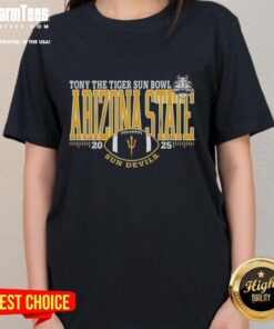 Premium Arizona State Sun Devils 2025 Sun Bowl logo on a stylish ladies tee, perfect for fans and game day attire.