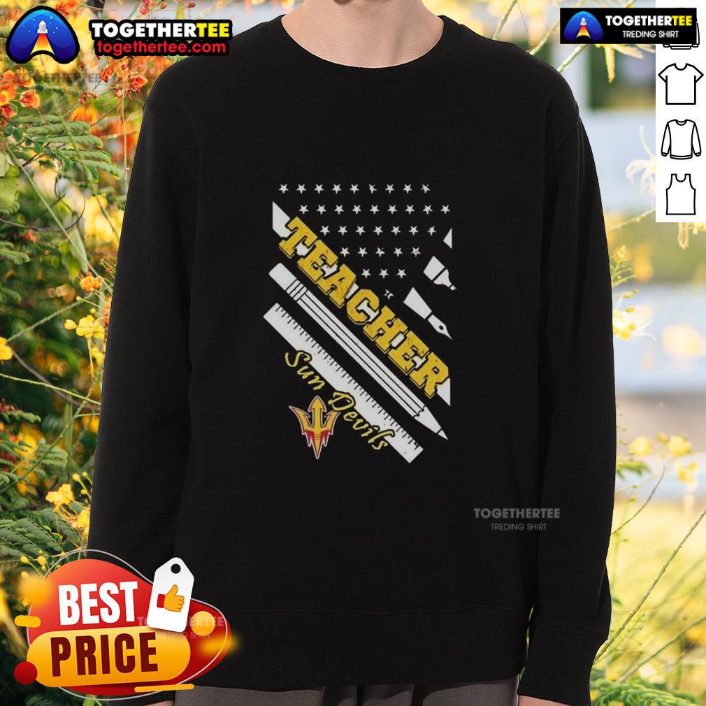 Premium Arizona State Sun Devils X Teacher American Flag Sweatshirt Premium Arizona State Sun Devils X Teacher sweatshirt featuring American flag design, perfect for fans and educators.