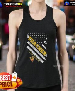 Premium Arizona State Sun Devils X Teacher American Flag Tank Top featuring vibrant design and comfortable fit for fans.