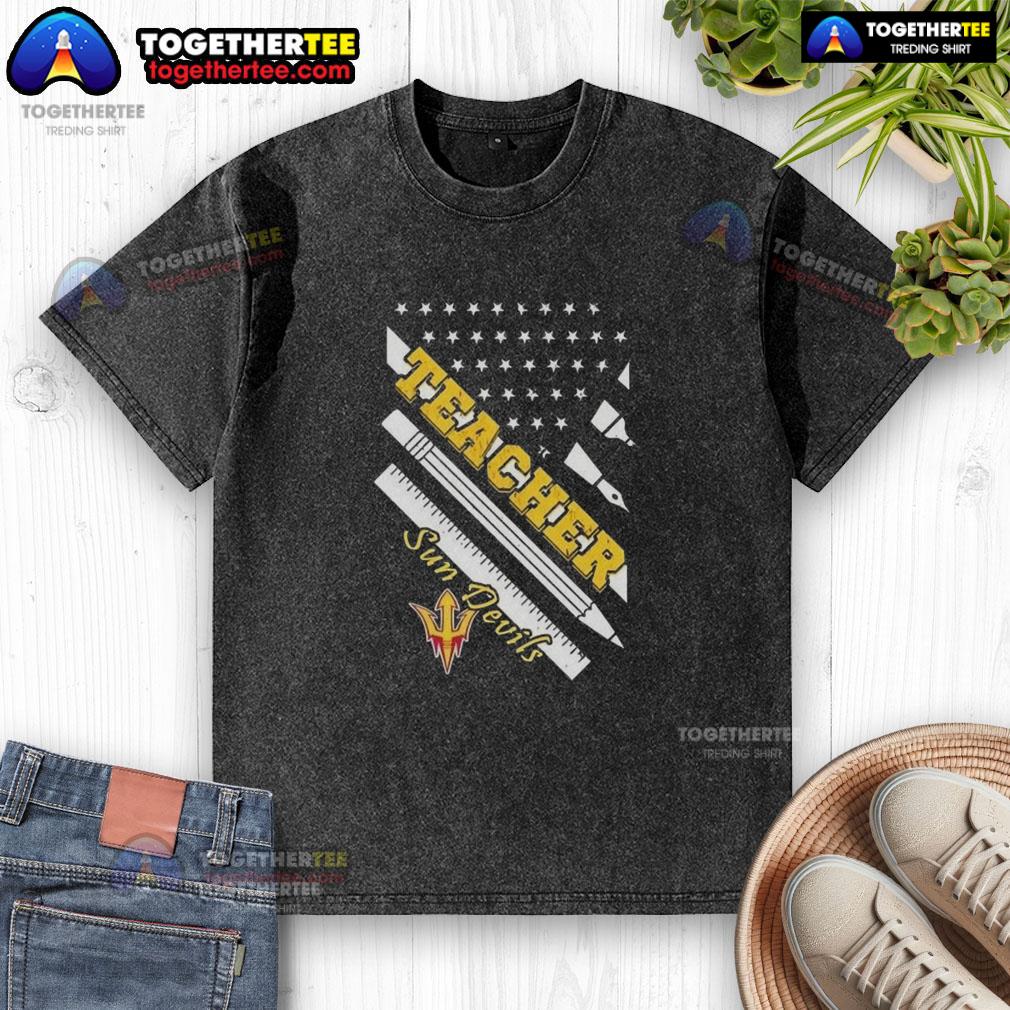 Premium Arizona State Sun Devils X Teacher American Flag Washed T Shirt Premium Arizona State Sun Devils X Teacher American Flag Washed T-Shirt featuring bold graphics and vibrant colors.