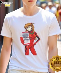 Premium Asuka X Bud Neon Genesis Evangelion Anime T-Shirt featuring vibrant graphics and a stylish design for fans.