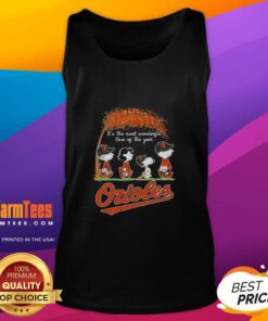 Premium Baltimore Orioles X Peanuts Snoopy tank top celebrating autumn and the holiday season, perfect for fans.