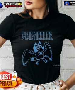 Premium Blue Heeler Bluey ladies tee featuring a colorful design of the beloved Bluey character on soft fabric.