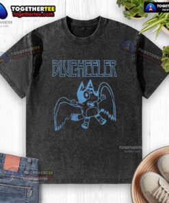 Alt Text: Premium Blue Heeler Bluey washed t-shirt featuring a playful design perfect for dog lovers and casual wear.