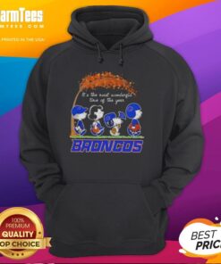 Premium Boise State Broncos X Peanuts Snoopy hoodie featuring autumn design and festive theme for the most wonderful time of year.