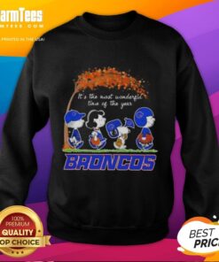 Alt Text: Premium Boise State Broncos X Peanuts Snoopy sweatshirt for autumn, celebrating the most wonderful time of the year.