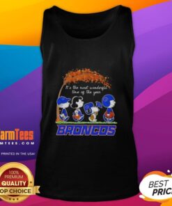 Premium Boise State Broncos X Peanuts Snoopy tank top perfect for autumn and holiday celebrations.