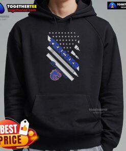 Alt Text: Premium Boise State Broncos X Teacher American Flag Hoodie featuring vibrant colors and a stylish design for fans.