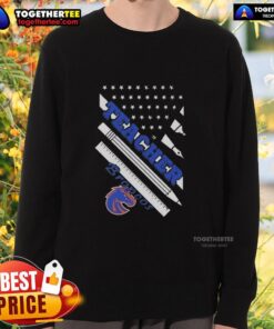 Premium Boise State Broncos X Teacher American Flag Sweatshirt for stylish fans and educators celebrating team spirit.