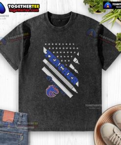 Premium Boise State Broncos X Teacher American Flag Washed T-Shirt featuring a vibrant design and comfortable fit.