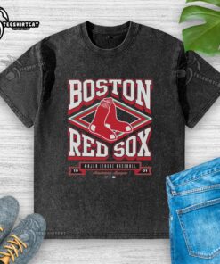 Premium Boston Red Sox Heater Washed T-Shirt in vibrant red, featuring the iconic team logo and soft, comfortable fabric.