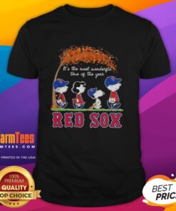 Premium Boston Red Sox X Peanuts Snoopy T-shirt celebrating autumn and the joy of baseball season.