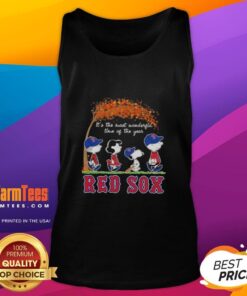 Premium Boston Red Sox X Peanuts Snoopy and Friends autumn tank top celebrating the most wonderful time of the year.