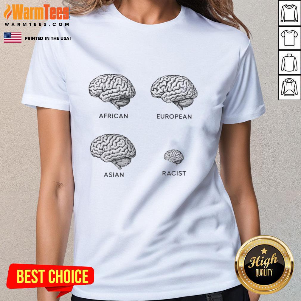 premium-brains-african-european-asian-racist-ladies-tee Premium Brains Ladies Tee featuring diverse designs representing African, European, and Asian cultures, promoting unity.