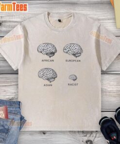 Premium Brains T-shirt featuring a multicultural design, highlighting African, European, and Asian cultural unity.
