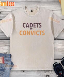 Premium Cadets Vs Convicts washed t-shirt featuring a stylish graphic design, perfect for casual wear.