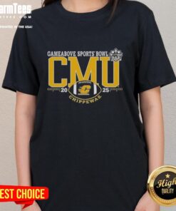 Premium Central Michigan Chippewas 2025 GameAbove Sports Bowl logo on a stylish ladies tee.