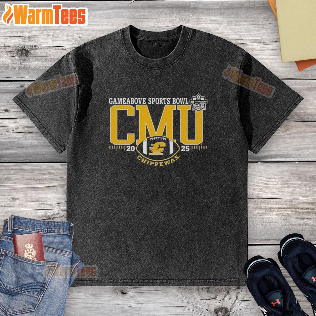 premium-central-michigan-chippewas-2025-gameabove-sports-bowl-logo-washed-t-shirt Premium Central Michigan Chippewas 2025 Gameabove Sports Bowl logo on a washed t-shirt design.