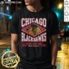 Alt Text: Premium Chicago Blackhawks Heater T-Shirt featuring bold team logo and vibrant colors, perfect for fans and game days.