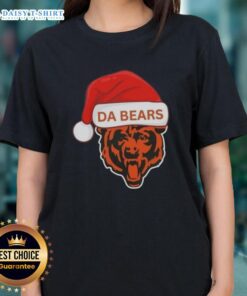 Alt Text: Premium Chicago Da Bears Santa Christmas 2025 Ladies Tee featuring festive design and team logo for holiday cheer.