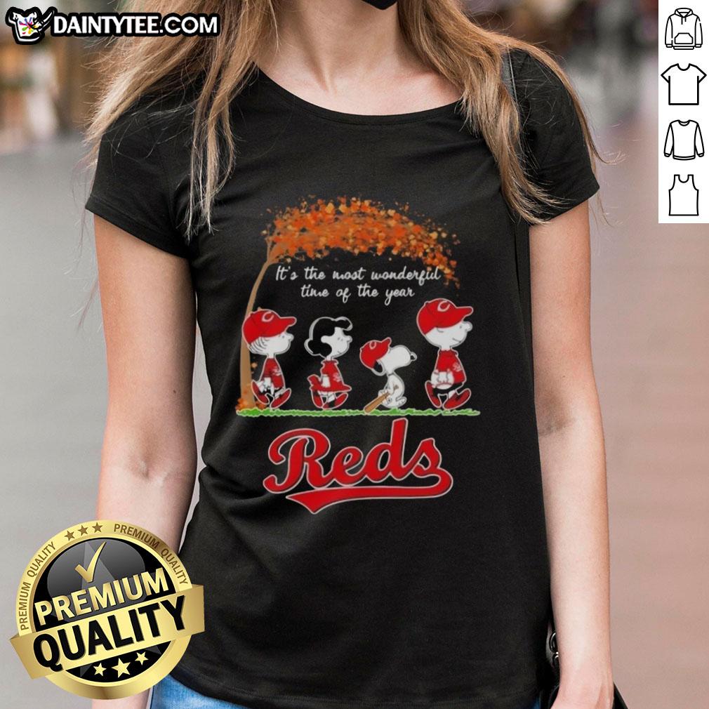 premium-cincinnati-reds-x-peanuts-snoopy-and-friends-autumn-its-the-most-wonderful-time-of-the-year-ladies-tee Premium Cincinnati Reds X Peanuts Snoopy and Friends autumn ladies tee celebrating the most wonderful time of the year.