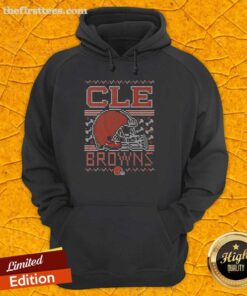 Premium Cleveland Browns Holiday Hoodie featuring team colors and logo, perfect for festive football fans.