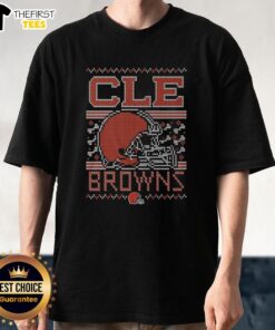 Premium Cleveland Browns Holiday T-Shirt featuring festive design, perfect for fans celebrating the season in style.