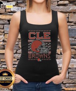Alt Text: Premium Cleveland Browns Holiday Tank Top featuring festive designs, perfect for game day and holiday celebrations.