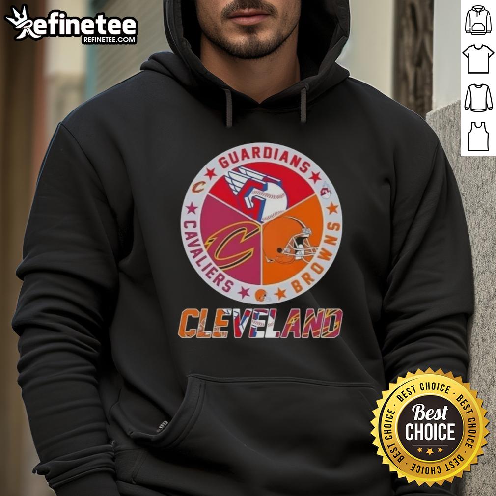 premium-cleveland-city-sports-guardians-browns-cavaliers-logo-hoodie Alt Text: Premium Cleveland City Sports hoodie featuring Guardians, Browns, and Cavaliers logos for ultimate fan style.
