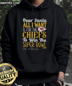 Premium Dear Santa hoodie for Kansas City Chiefs fans wishing for a Super Bowl win, featuring festive design.