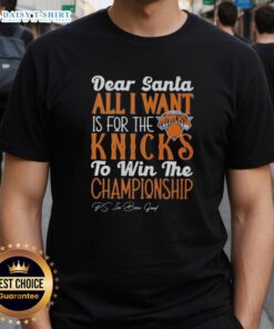 Alt Text: Premium Dear Santa, All I Want Is For The New York Knicks To Win The Championship T-Shirt for basketball fans.