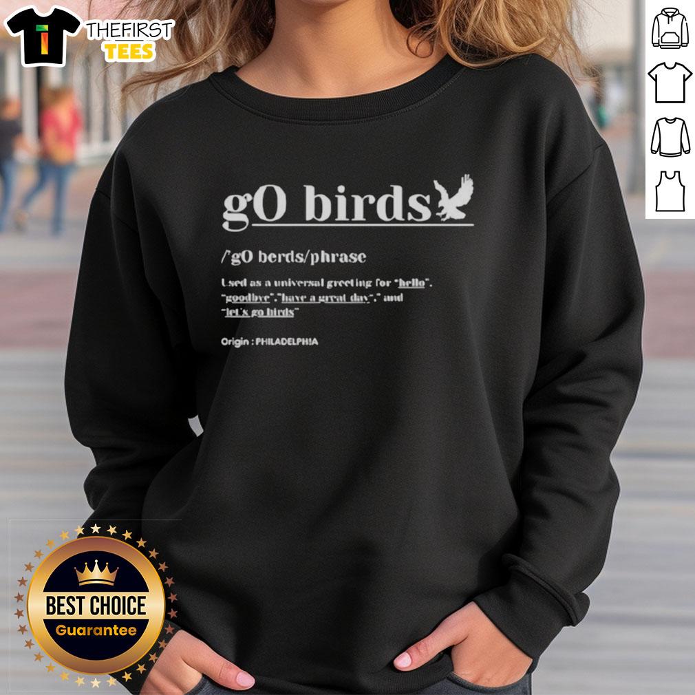 premium-definition-go-birds-phrase-philadelphia-eagles-football-sweatshirt Premium Definition Go Birds sweatshirt featuring Philadelphia Eagles logo, perfect for football fans and game day wear.