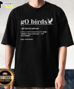 Premium Definition Go Birds Phrase Philadelphia Eagles Football T-Shirt featuring bold graphics in team colors.