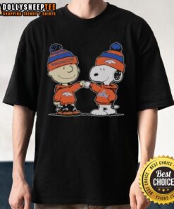 Alt Text: Premium Denver Broncos Snoopy and Charlie Brown Best Friends T-Shirt featuring vibrant graphics and team colors.