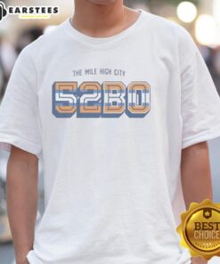 Premium Denver Broncos The Mile High City 5280 T-Shirt featuring vibrant team colors and logo, perfect for fans.