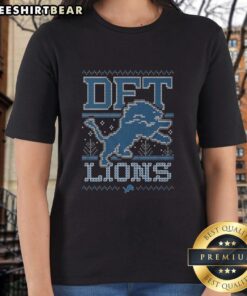 Premium Detroit Lions Holiday Ladies Tee in festive colors, perfect for supporting the team during the holiday season.