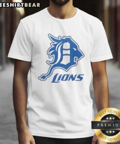 Premium Detroit Tigers and Detroit Lions logo T-shirt showcasing vibrant team graphics for fans and sports enthusiasts.