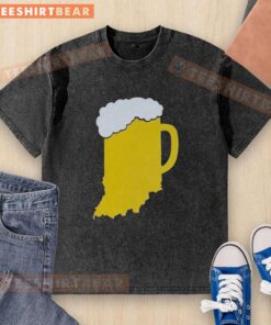 Premium Indiana beer state washed t-shirt featuring a stylish design for beer enthusiasts and casual wear lovers.