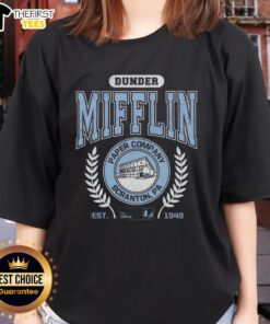 Premium Dunder Mifflin Paper Company tee for ladies, inspired by The Office, established 1949, from Scranton, PA.
