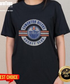 Premium Edmonton Oilers Surround Ladies Tee featuring a stylish design for female fans of the NHL team.