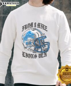 Alt Text: Premium Eminem X Detroit Lions helmet sweatshirt featuring bold graphics, perfect for fans and streetwear enthusiasts.