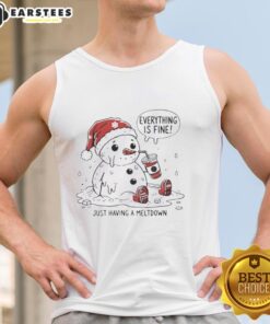 Premium Everything Is Fine Meltdown Christmas Tank Top featuring a festive design for holiday cheer and casual style.