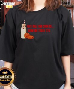 Premium Fck Milk And Cookies Ladies Tee featuring playful graphic design, perfect for fun casual wear.