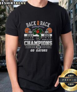 Premium Florida Gators Back 2 Back Champions T-Shirt for 2025, perfect for fans celebrating Go Gators pride!