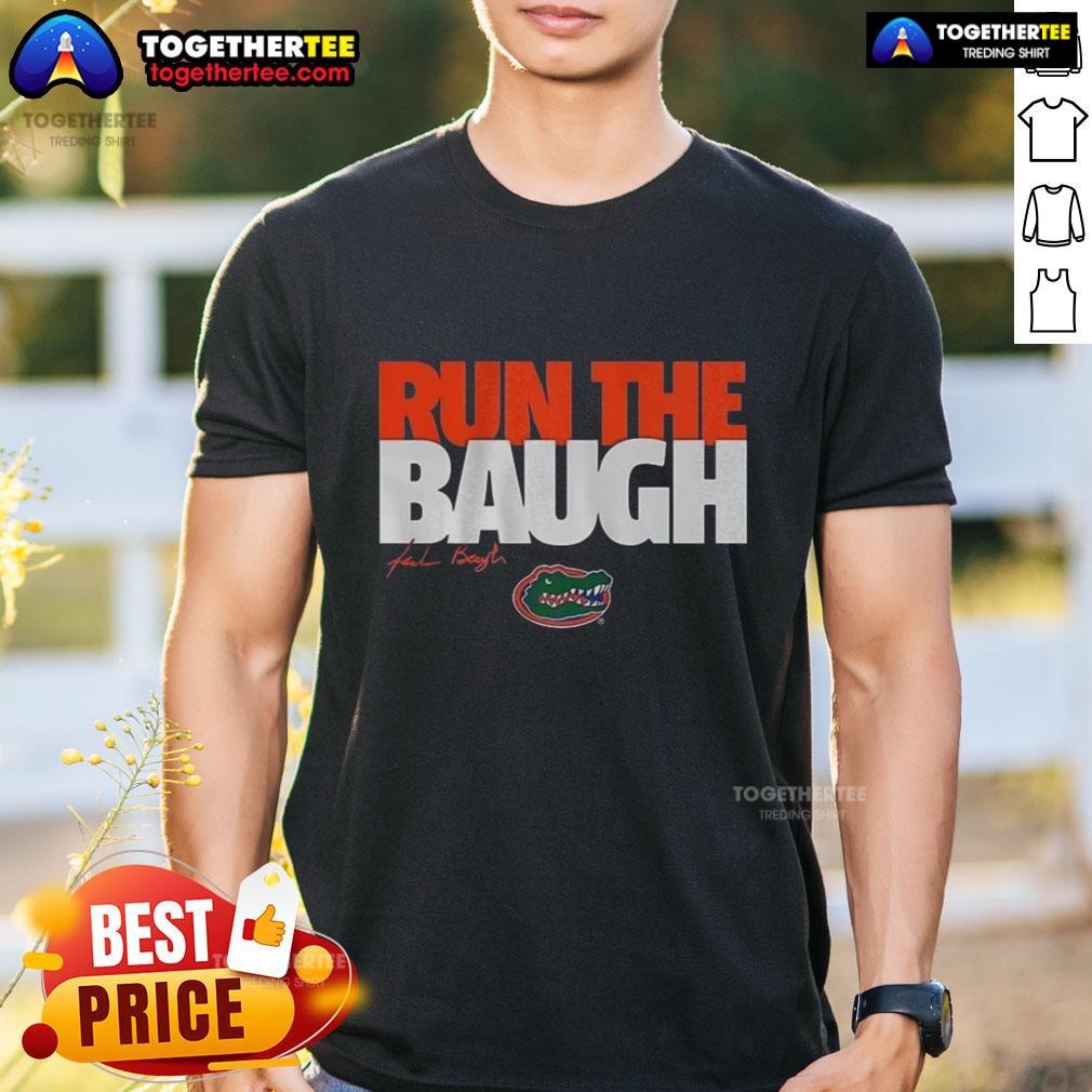 Premium Florida Gators Jadan Baugh Run The Baugh T Shirt Alt Text: Premium Florida Gators Jadan Baugh Run The Baugh T-Shirt featuring vibrant team colors and bold graphics.