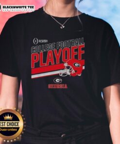 Premium Georgia Bulldogs Football 2025 CFB Playoff Stripe Ladies Tee featuring team colors and stylish design.