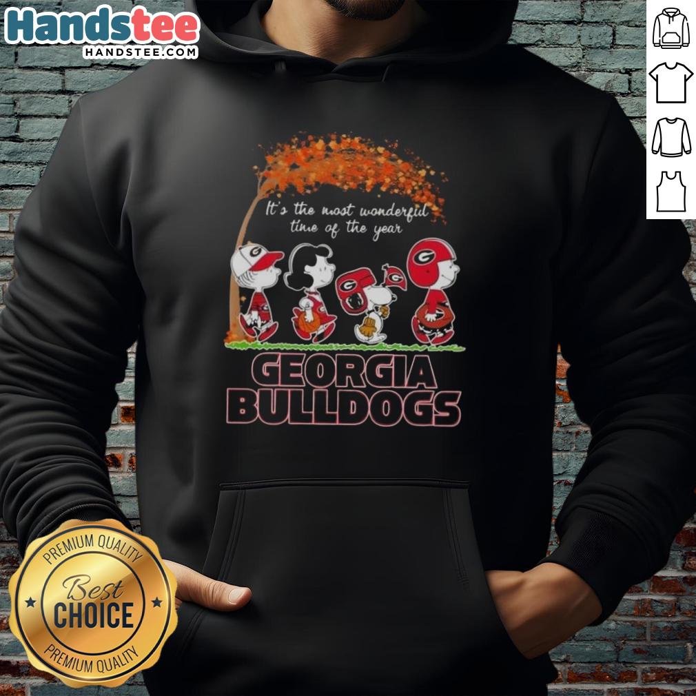 premium-georgia-bulldogs-x-peanuts-snoopy-and-friends-autumn-its-the-most-wonderful-time-of-the-year-hoodie Premium Georgia Bulldogs X Peanuts Snoopy and Friends hoodie for autumn featuring festive design, perfect for fans.