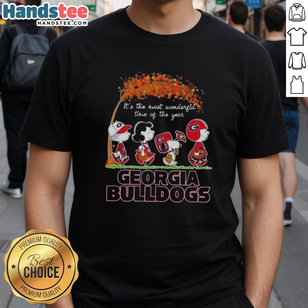 premium-georgia-bulldogs-x-peanuts-snoopy-and-friends-autumn-its-the-most-wonderful-time-of-the-year-t-shirt-1 Premium Georgia Bulldogs X Peanuts Snoopy And Friends autumn T-shirt featuring festive designs for the holiday season.