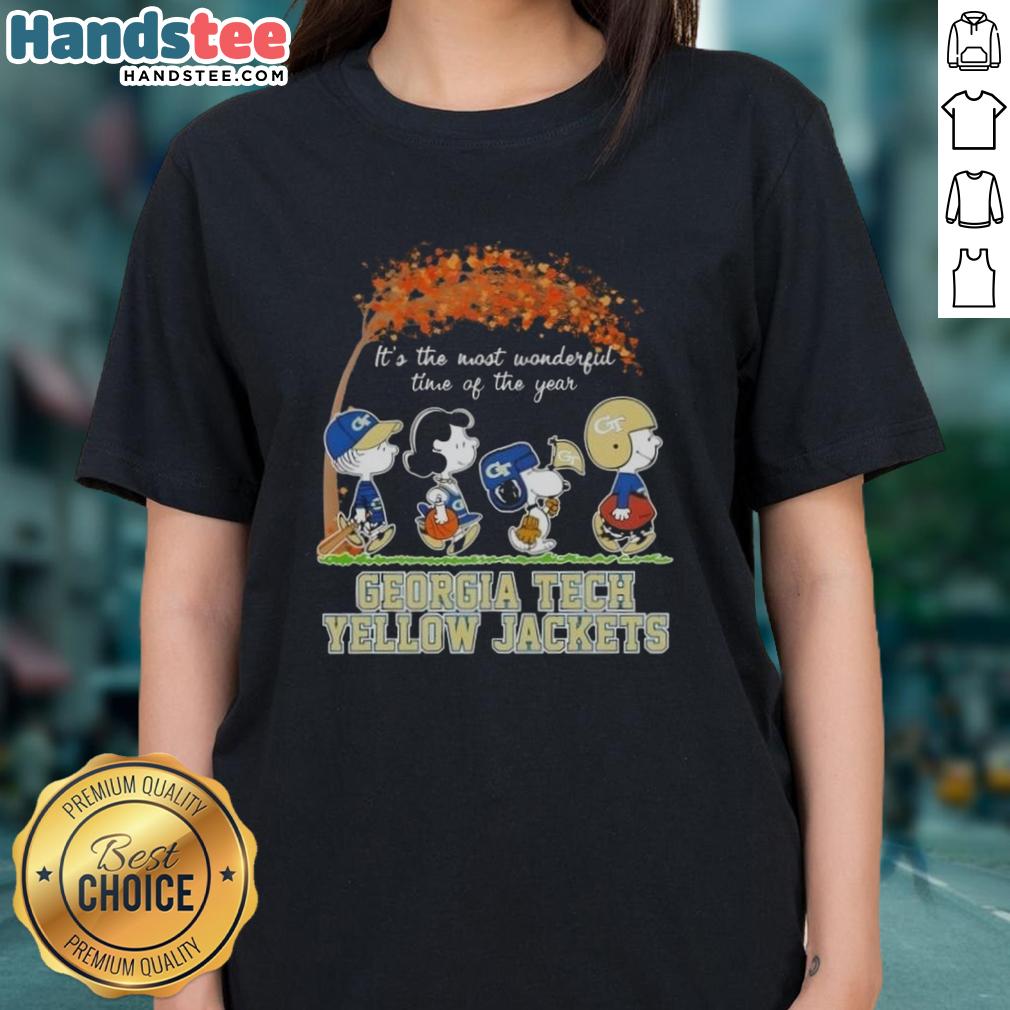 premium-georgia-tech-yellow-jackets-x-peanuts-snoopy-and-friends-autumn-its-the-most-wonderful-time-ladies-tee Premium Georgia Tech Yellow Jackets tee featuring Snoopy and friends, perfect for autumn celebrations.