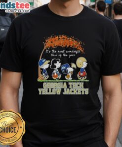 Premium Georgia Tech Yellow Jackets X Peanuts Snoopy and Friends autumn t-shirt featuring festive design and vibrant colors.